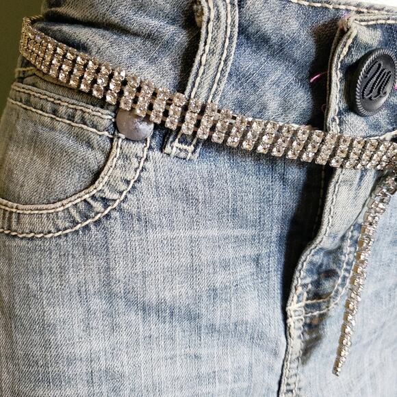 Skinny Rhinestone Belt 28 1/2" Clear Crystals Silver Tone Buckle Vintage 50s - Picture 9 of 9